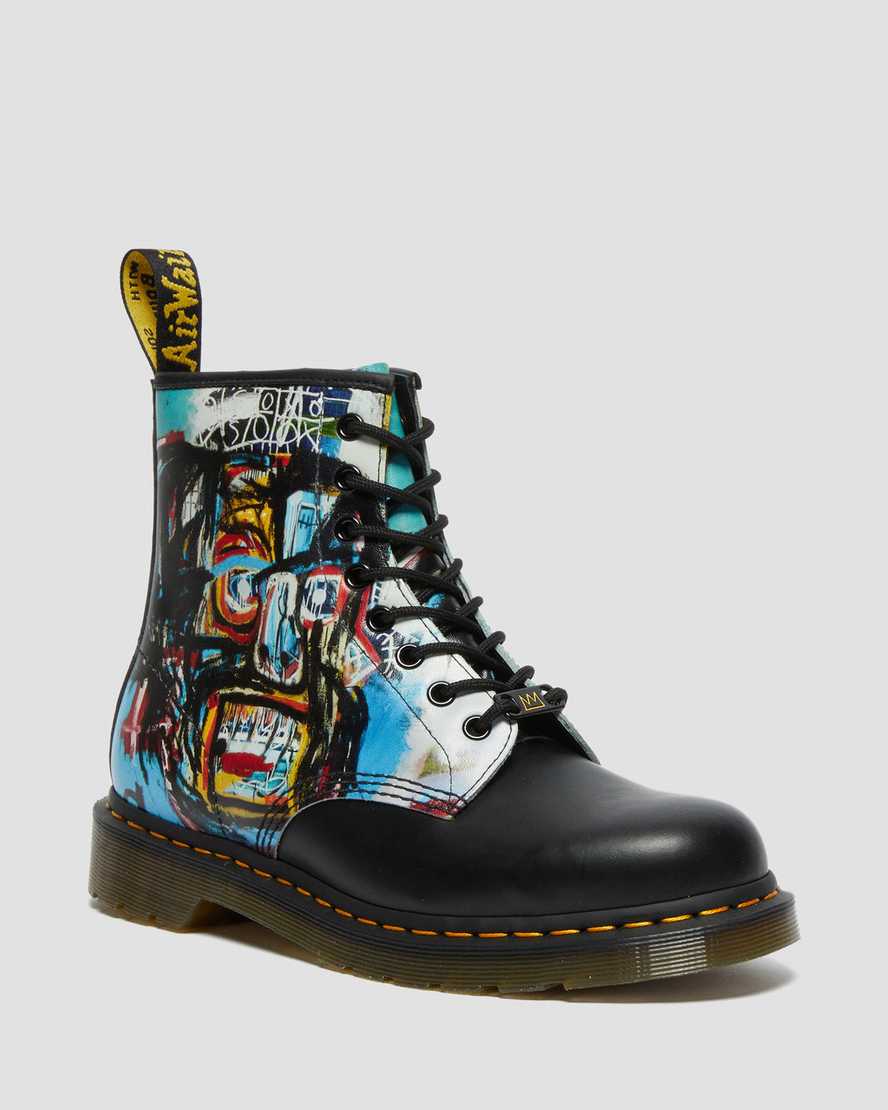 Dr. Martens 1460 Basquiat Nahka Naisten Nauhalliset Nilkkurit - Mustat/Monivärinen Nilkkurit [495-DX